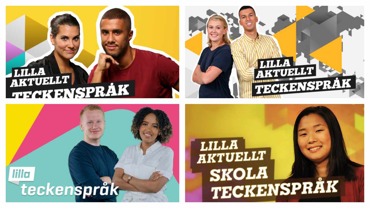 Collage med bilder på programledare genom åren